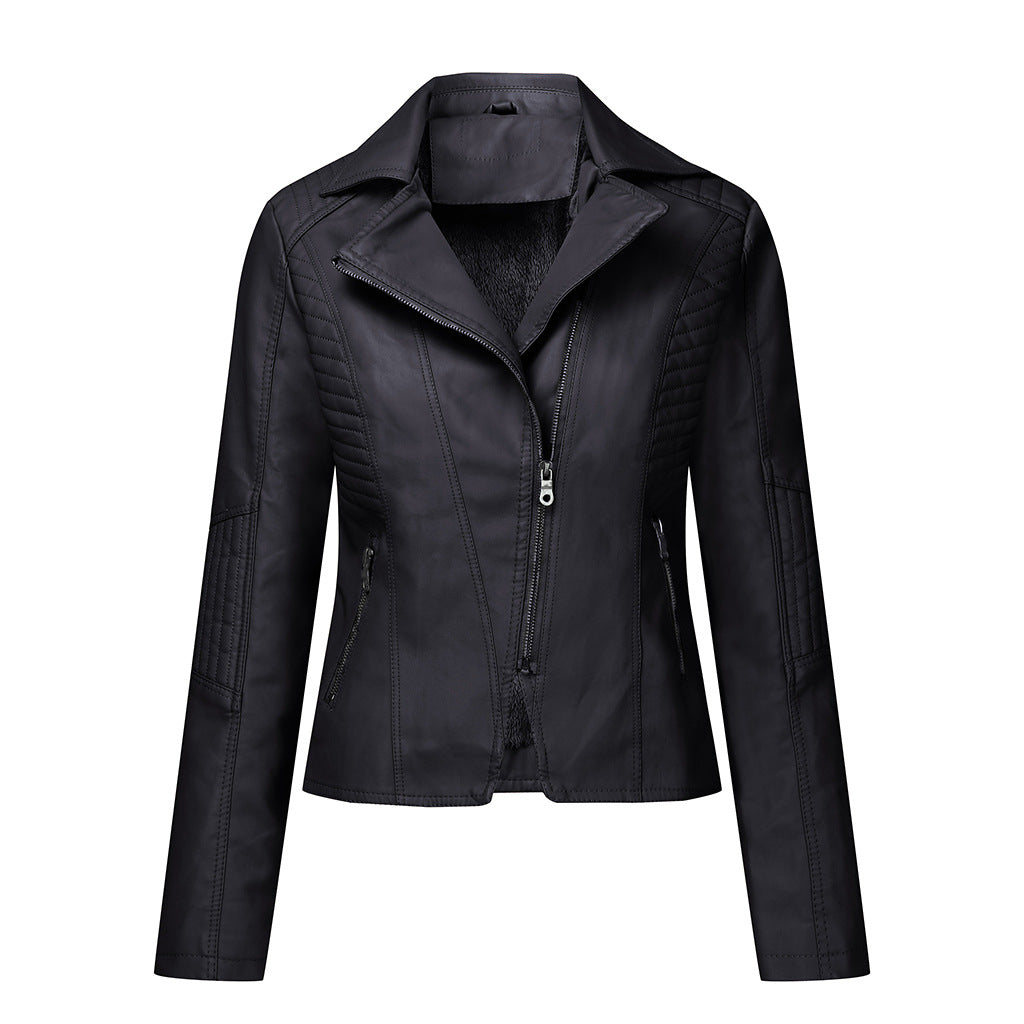 Women's Plush PU Leather Jacket in 4 Colors Sizes 4-10 - Wazzi's Wear