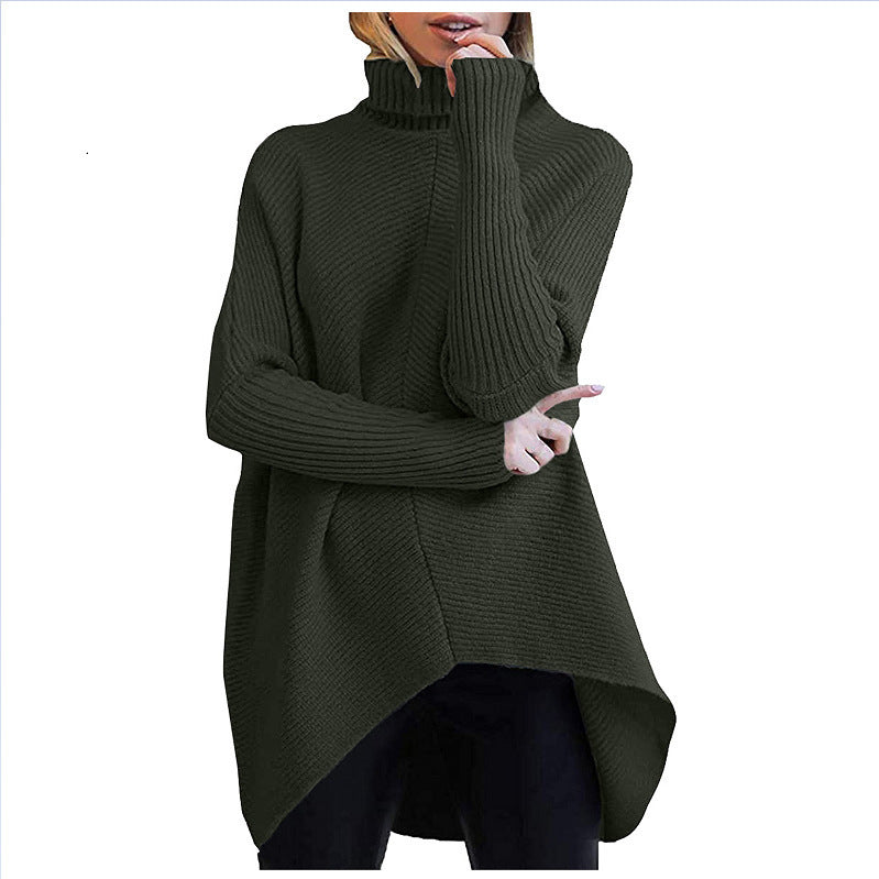 Women Oversized Turtleneck Sweater, Fall Sweaters Turtleneck Long Sleeve Spilt Hem Pullover Knit Sweater Tops. loveyourmom Love Your Mom Black 2XL 