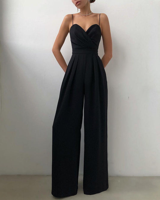 Maria® | Minimalistische jumpsuit met rechte taille en moppendetail