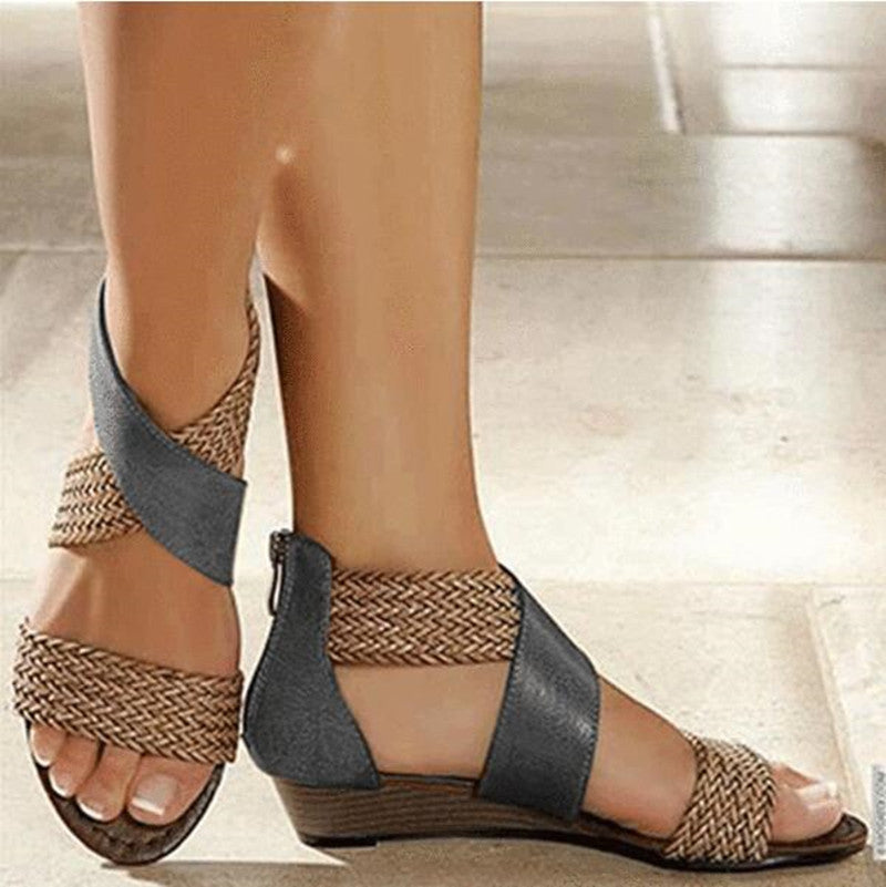 Dawn® | Bohemian Geweven Kriskras Sandalen met Gesloten Hak