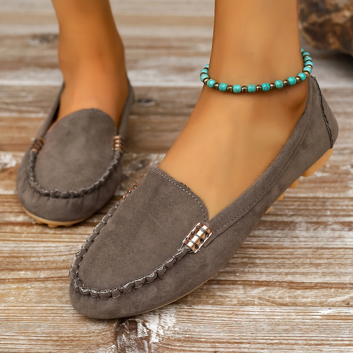 Shontelle®| Metal Decor Loafers: Casual Slip-On Platte Schoenen