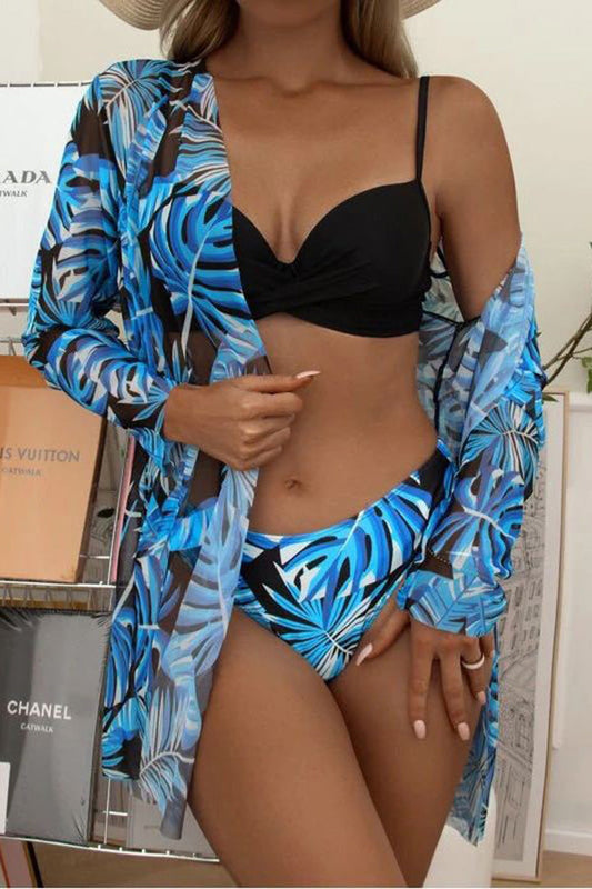 Belle® | Tropical Print Wrap Beugel Bikini met Cover Up