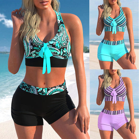 Women’s Halter Neck Top with High Waist Shorts 2 Piece Swimsuit