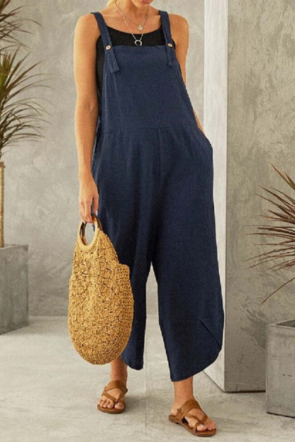 Avery® | Katoenen effen gekleurde jumpsuit met bandjes