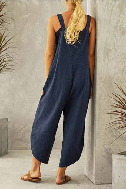 Avery® | Katoenen effen gekleurde jumpsuit met bandjes