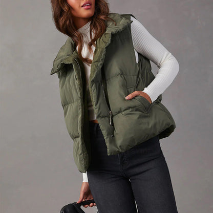 Stylish Sleeveless Padded Vest Jacket for Women - Autumn/Winter Collection  S White 