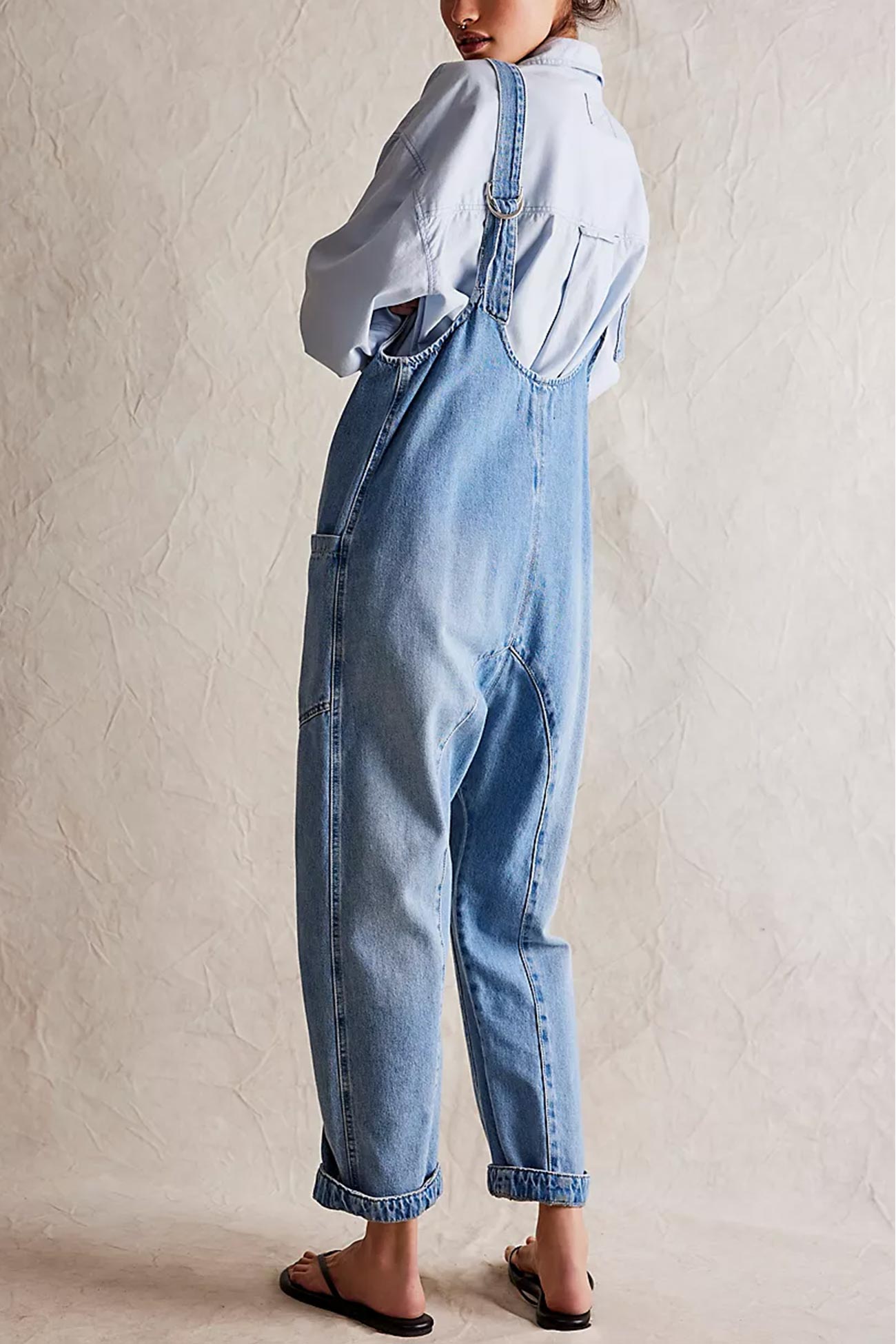 Sofia®| V Hals Zakken Mouwloze Denim Jumpsuits