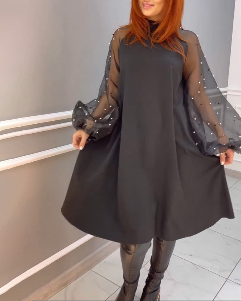 Mesh Loose High Neck Dress Black 2023 f/w 23BF casual dresses chrismas Clothes Dresses