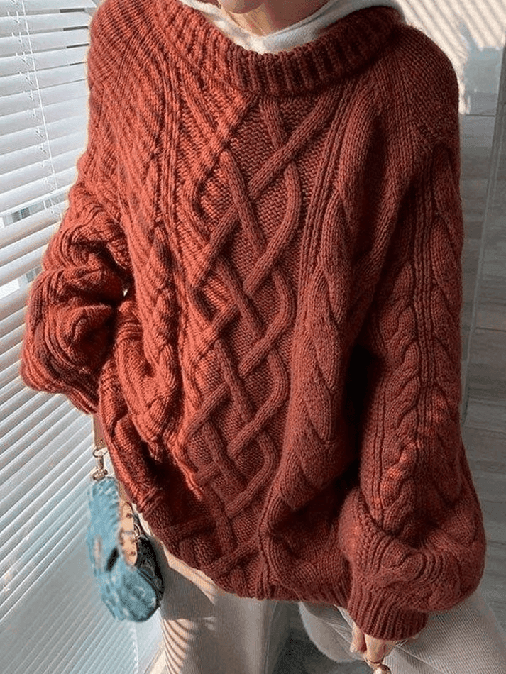 Oversized Cable Knit Sweater - AnotherChill