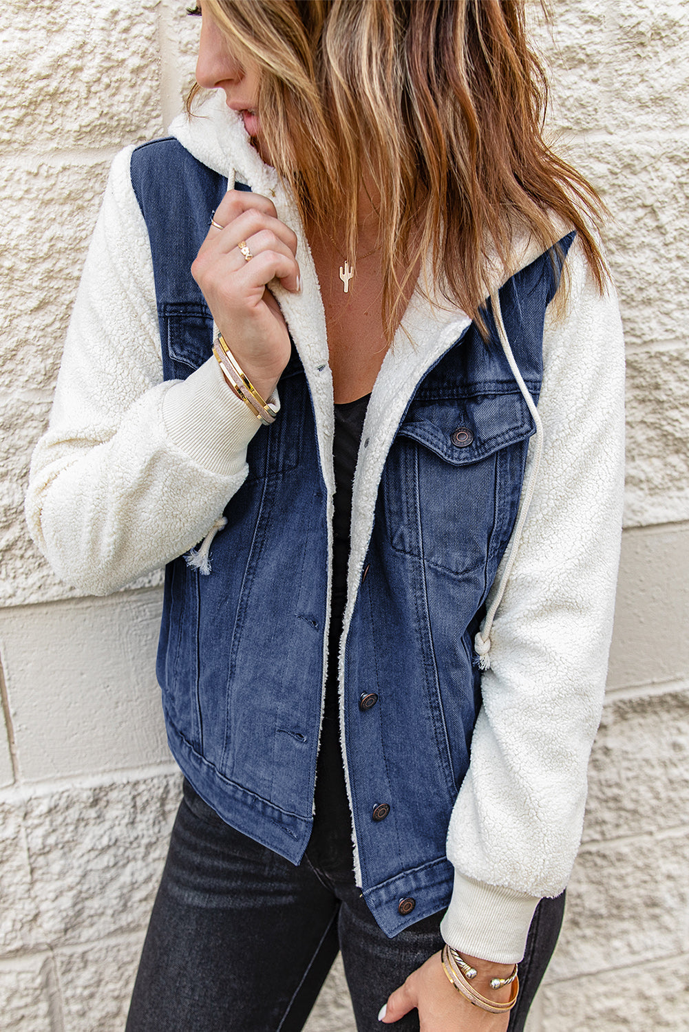 Sherpa Denim Splicing Buttoned Jacket - Jackets - Sunny Angela