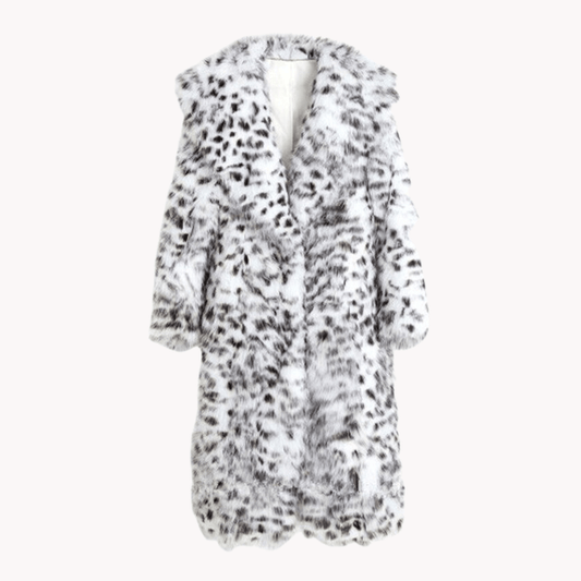 Snow Leopard Faux Fur Coat - Kelly Obi New York