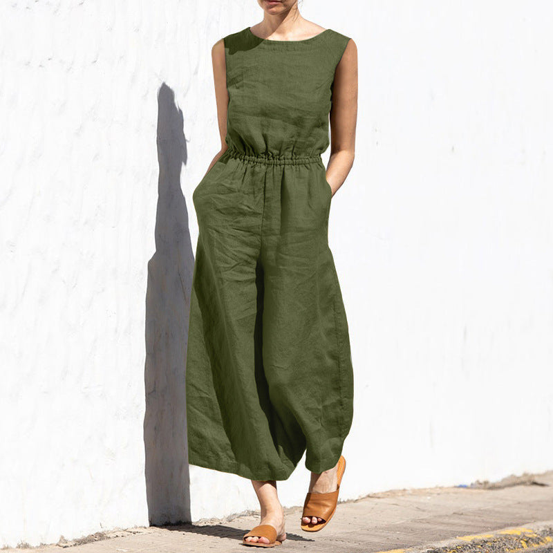 Gemma® | Effen mouwloze jumpsuit met zakken