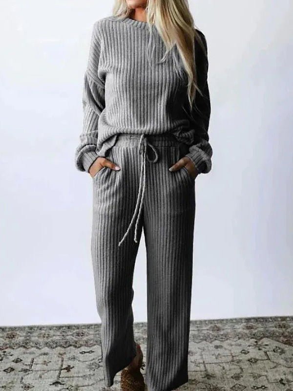 Women's Sets Solid Long Sleeve Top & Pants Casual Two Piece Set - Sets - Instastyled | Online Fashion Free Shipping Clothing, Dresses, Tops, Shoes - 09/09/2022 - 40-50 - bottoms